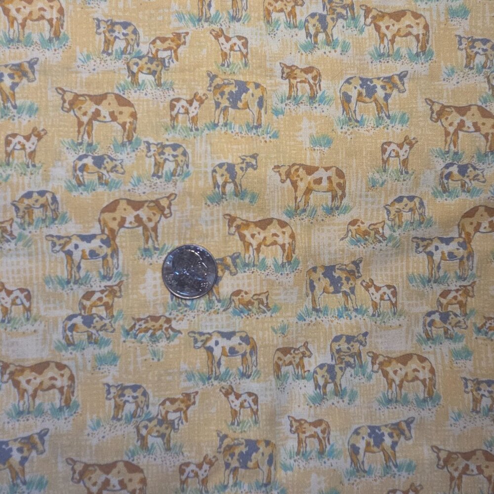 2 yards 9" Grazing Cows & Calves Cotton Quilting Fabric by Jo-Ann Fabrics